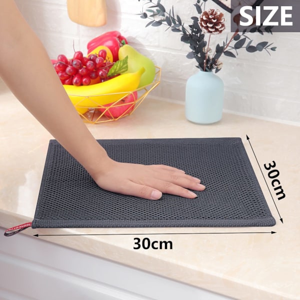 Karklude 100% Ren Bomuld, Pakke med 6, 30 x 30 cm, Meget Absorberende Superbløde Håndklæder, Vaffelvævede Viskestykker