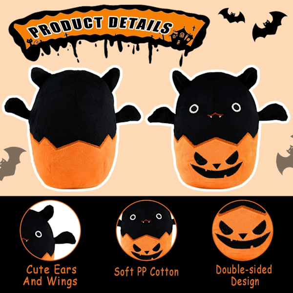 20cm Kawaii Bat Plysdyr Græskar Bat Plys, Halloween Squishmallow Søde Puder Dekoration til Hjem Jul, Bat Plys Dukke Gaver 20cm