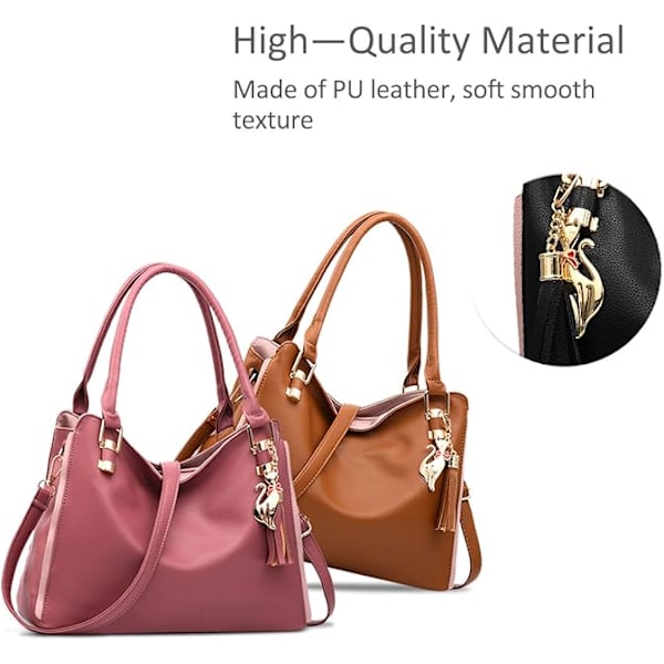 Hobos og skuldertasker til kvinder Modehåndtasker Stor Tote Bag Dame skuldertaske Leather Pink