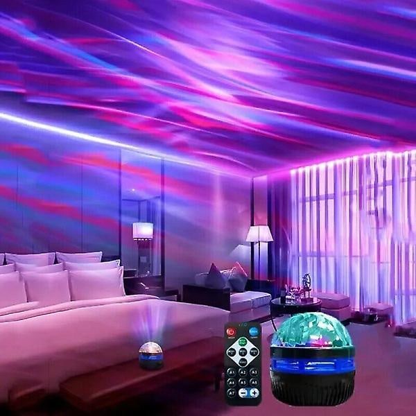 Nordlys, galakseprojektorlampe, roterende vannbølgestemningslys, nordlysstjernehimmelprosjektorlys
