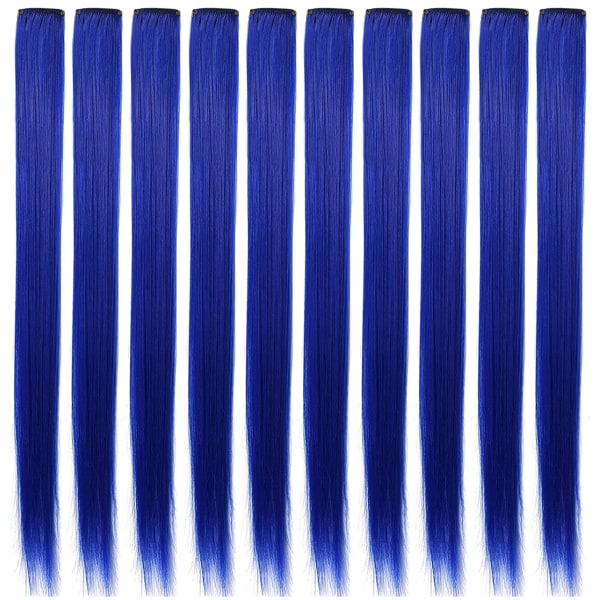 10 STK Blue Hair Extensions Clip i Farget Hair Extensions Parykkstykker Fargerike Festhøydepunkter Multi-Colors Hairpieces