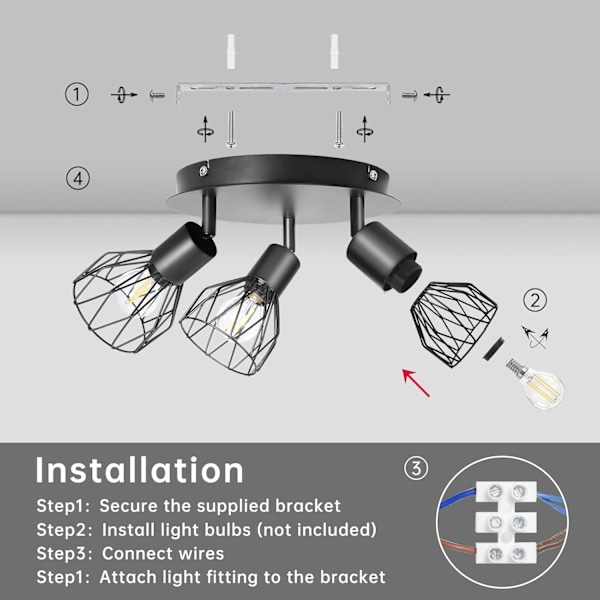 Spotlightarmaturer för tak Justerbar metalltrådsbur Kök Spotlight Taklampor med E14-sockel