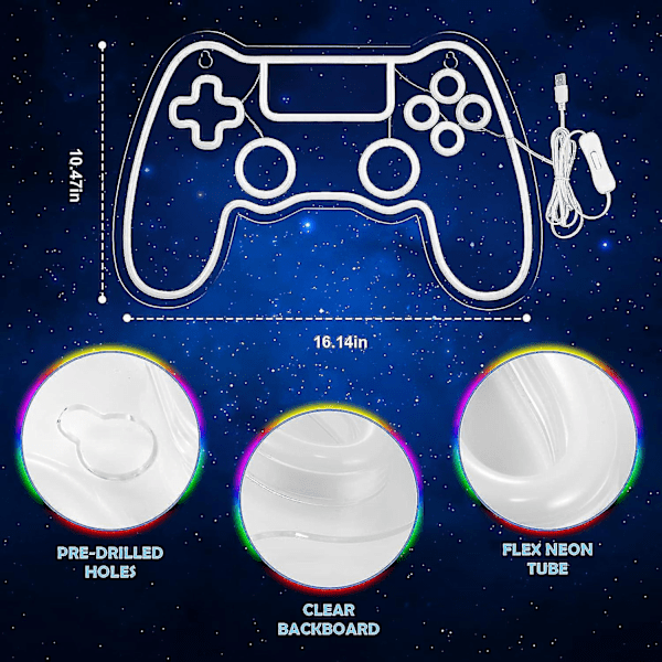 Gamer Neon-skylt, Spelkontroll Neon-skylt för Gamer-rumsinredning. Spel Neon-skylt för tonårspojkrum, LED Spel Neon-skylt Spelväggsdekoration