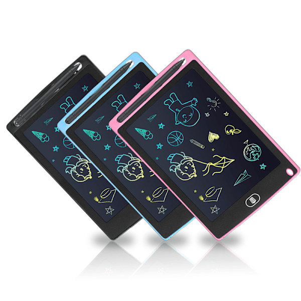 Tegneblokk, Tablett og Penn Multifarget LCD 8,5\" Svart, Fargerik Graffiti Håndmalt Tablett, LCD Skrivetablett Light Blue