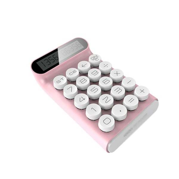 Retro Bærbar Kalkulator Mekanisk Tastatur Datamaskin 10-sifret LCD-skjerm Finans Kontor Mote Kalkulator (Farge: Rosa, Størrelse: One Size)