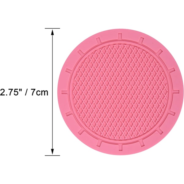 Bilunderlägg, 4-pack PVC Bilmuggshållare Insatsunderlägg - Halkfria Universella Biltillbehör Mugghållarmattor för Kvinnor (2,75\" Diameter, Rosa)