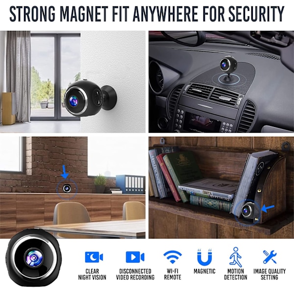 Mini-vakoilukamerat, piilotettu 1080P HD langaton WiFi-kamera kodin turvallisuuteen lastenhoitajan valvontakamera videokamera sisä- ja ulkokäyttöön, musta