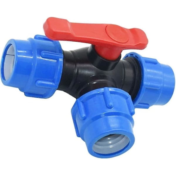 Klotventil, 40 mm PE-rör Snabbkoppling PVC Treförgreningsventil Snabbväxel T-koppling