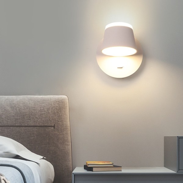 9W LED Læselampe med Kabel og Stik, Sengelampe med Touch-kontakt og USB-port, 350° Roterbar Væglæselampe, Dæmpbar, 3000K-6500K Sort