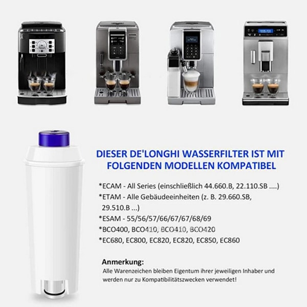 De'Longhi DLSC002 Vandfilter, Hvid, 4 Stk 4pcs