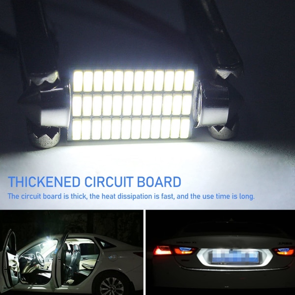 41mm LED-lampa, 6st C1,5W LED 39SMD 300 Lumens 4014 Automotive Chipset 12V 6000K Canbus Felfri Bilinteriör LED-lampa Kupolkarta Trunk Light