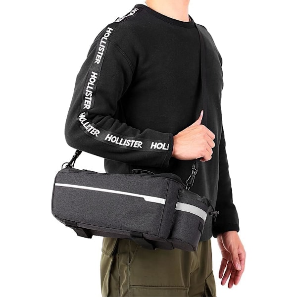 Cykeltaske, Bagagebærer Taske, Isoleret Taske, Cykelsæde, Multifunktionel Køletaske til Bagagebærer, Skuldertaske, 38*16*15.5cm, Sort (Sort) Black