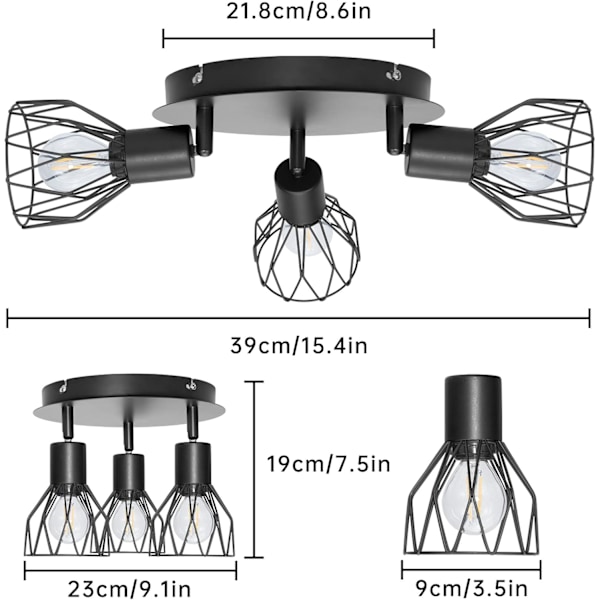 Spotlightarmaturer för tak Justerbar metalltrådsbur Kök Spotlight Taklampor med E14-sockel