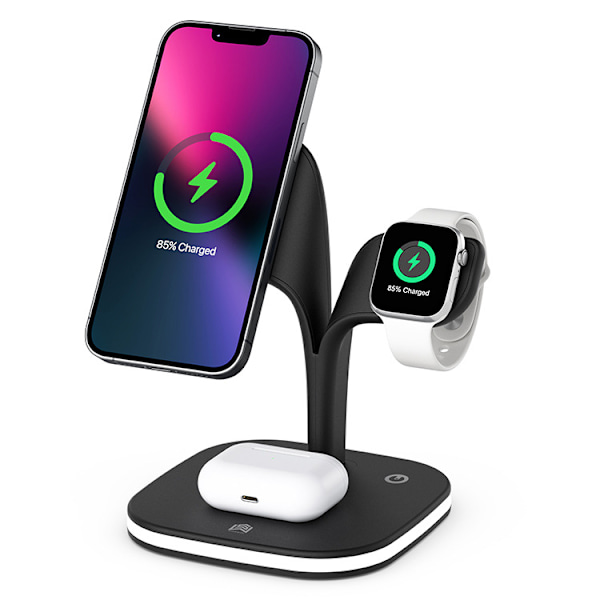 Magnetisk Trådløs Oplader, 5 i 1 Trådløs Opladningsstation Kompatibel med iPhone 16-12, Pro/Pro Max/Mini, til Apple Watch 9-2, AirPods 3/2/Pro