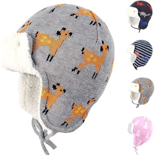 Baby Gutter Jenter Dyre Øreklaff Lue Dinosaur Rev Trykk Varm Fleeceforet Luen Julegave