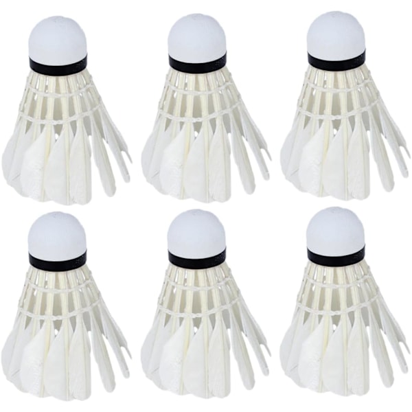 6PCS White Feather Shuttlecocks Badminton Comfortable and Environmentally Nice