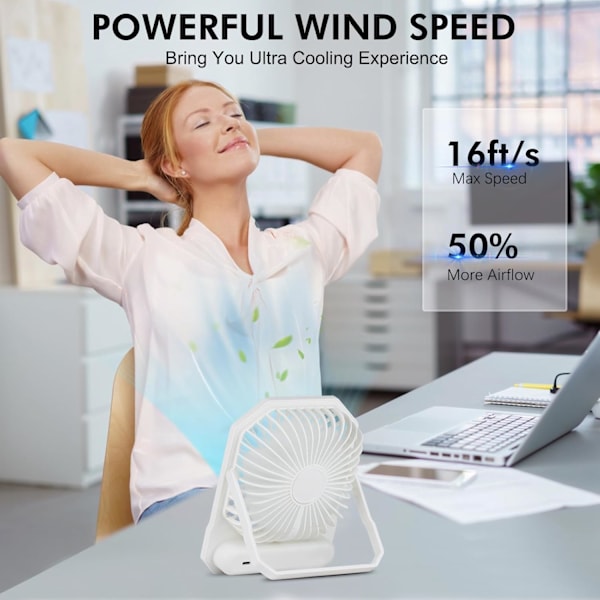 2-in-1 Pöytä- ja riipputuuletin, pieni hiljainen pöytätuuletin 180° jalustalla ja LED-näytöllä, kannettava mini USB-C ladattava pöytätuuletin (Pinkki)