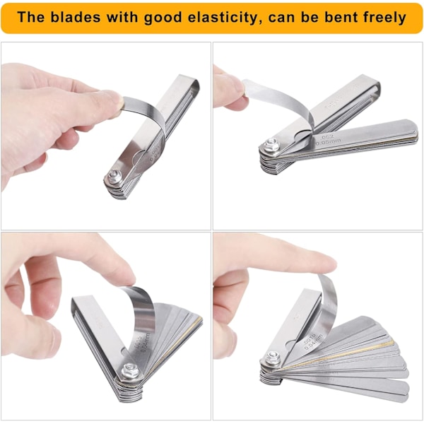 Følerblade Rustfrit Stål Følerblad Dobbeltmarkeret Imperisk og Metrisk Følerbladsæt 32 Blade (0,04-0,88mm)
