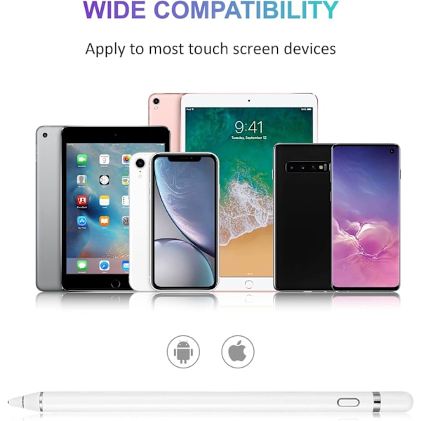 2 stk. pekepenn for berøringsskjerm, egnet for iPad-pekepenn kompatibel med iOS og Android universell aktiv kapasitiv penn Apple-pekepenn