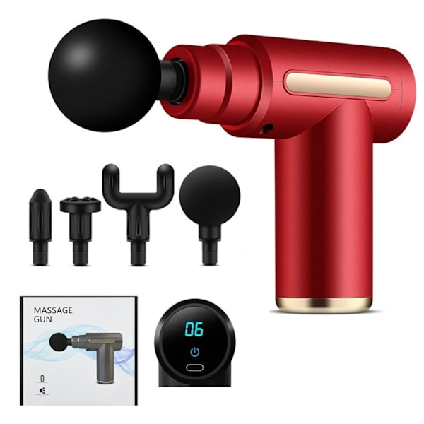 Mini-hierontakone, Lihashierontakone, Syväkudoshierontakone, LCD-kosketusnäyttö, Type-C-iskumassager, Kannettava käsikäyttöinen kehon hieronta, Hiljainen (punainen) red