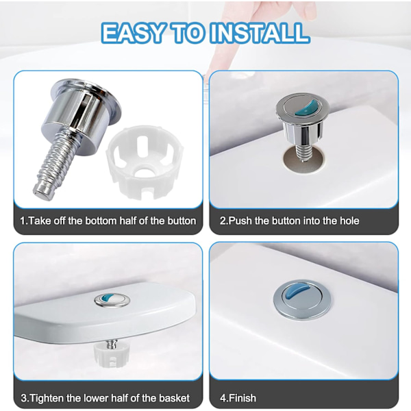 Toilet Skylleknap, Rundt Hoved Dobbelt Toilet Trykknap, Toilet Trykknap Skylle Udskiftning Kompatibel med Ideal Cisterne Tank