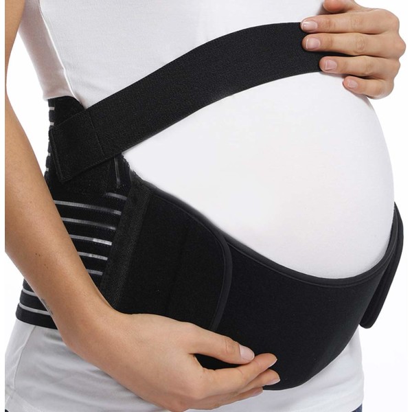Gravidbälte Magband, 3 i 1 Graviditetsbälte Stöd Ryggstöd Magbindare Midjestöd, Justerbart Graviditetsstödsbälte, Svart L L