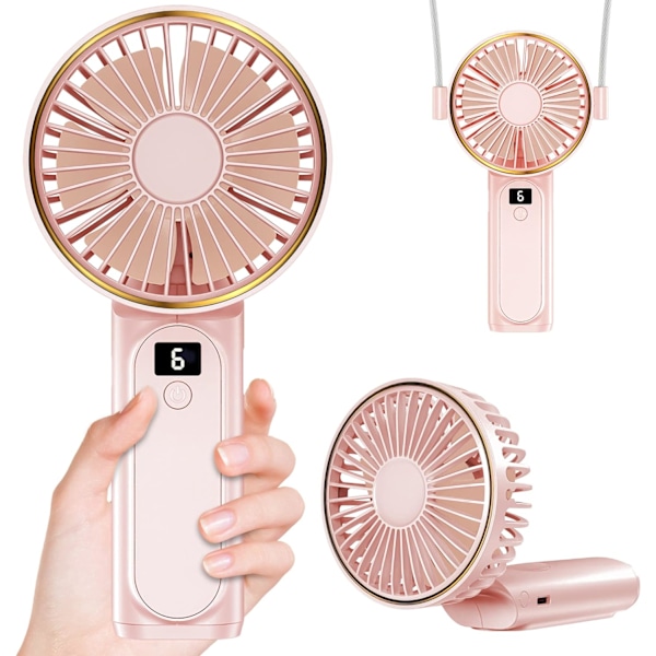 Handheld Fan, Portable Fan, 4000mAh Rechargeable Personal Fan, 180° Foldable Mini Desk Fan（pink）