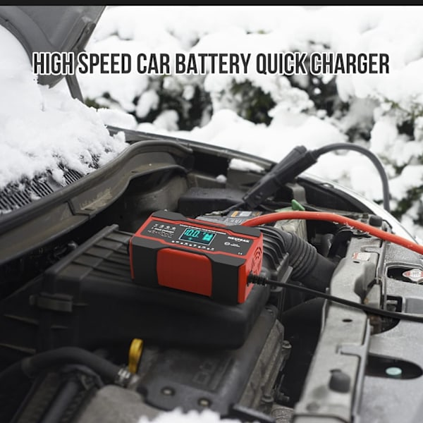 Bilbatterioplader, 12V og 24V Smart Fuldautomatisk Batterioplader med Temperaturkompensation