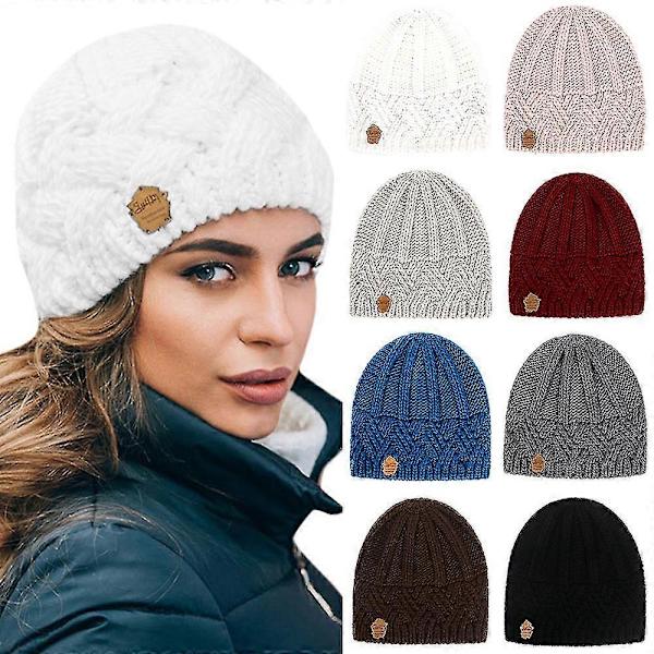 Unisex Ski Strikkede Hat, Retro Stil Diamant Ternet Tyk Uld Strikkede Hat, Vinter Varmer Snowboard Hat Cap Brown