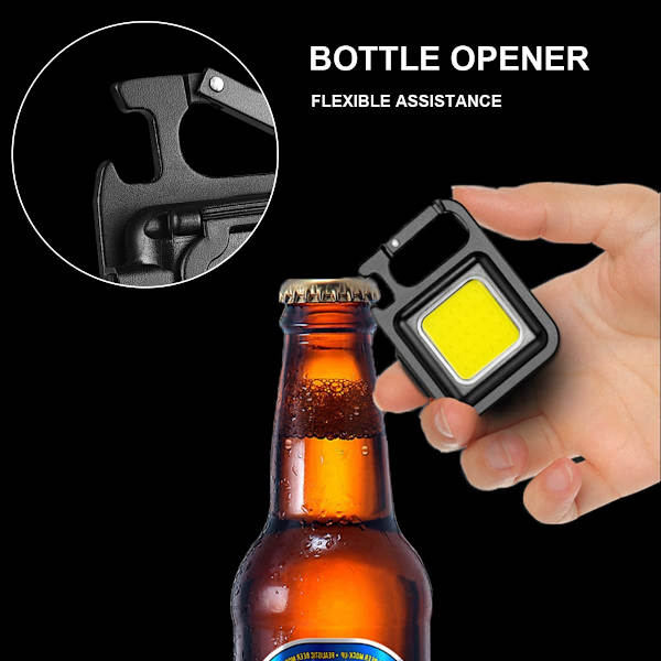Mini LED Inspektionsarbetslampor Uppladdningsbara Magnetiska COB Portabla Små Nyckelrings Vattentäta Ficklampor för Nödbelysning Camping Reparation