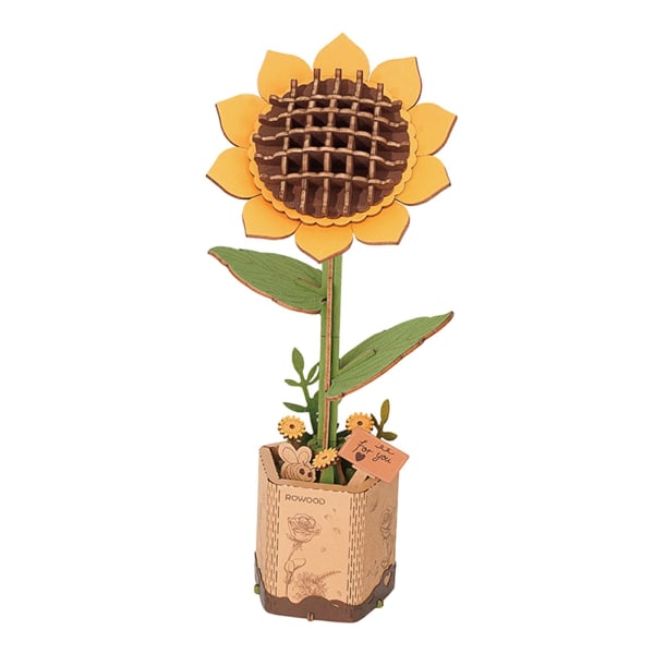 Blomsterbukett Byggeklosser Blomsterbukettbyggesett Mini Kunstige Blomster Byggeklosser, solsikke sunflower