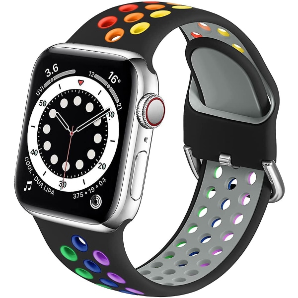 Ai Klokkereim For Apple Watch Band 45mm 44mm 40mm Series 7 6 5 4 Se Sports Pustende Armbånd Armbånd For Iwatch 3 42mm 38mm - Klokkebånd Black black 42mm-44mm-45mm-49mm