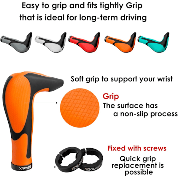 Ergo Cykelhandtag Bar End Lock On Styre Mountainbike MTB Red