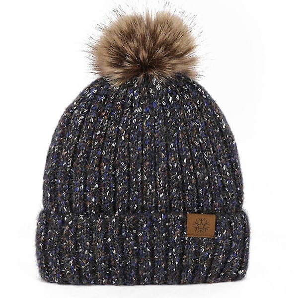 Beanies, Vinterhat til Kvinder med Kant, Varme Skihatte blue