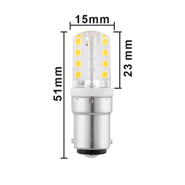 2 st Små Majsformade LED-lampor, Dimbar BA15D, För Symaskin Kylskåp Apparatlampor Varmt Ljus