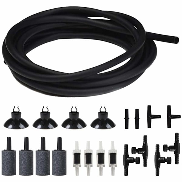 Akvarieairpumptillbehör, 21 delar pumpkit 5 meter luftledningsslang, 4 backventiler, 4 kontrollventiler, amerikansk standard American