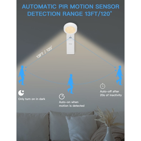 Yövalo, LED-liiketunnistinlamppu 3 tilassa (automaattinen/päälle/pois), 360° kiertosäädettävä mini- USB ladattava pöytäkaappilamppu eteiseen, työhuone