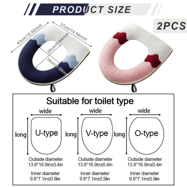 2 kpl Vessanistuimen Peite Pesuohje Paksuuntunut Vessanistuimen Pehmuste Peite Kahvalla Uusiokäyttöinen Yleinen Vessanistuimen Peitteet Tyypit Vetoketjulla (Vaaleanpunainen + Sininen)
