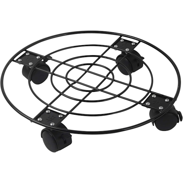 Växtrullvagn - 33cm Rund Metall Växtkruka Rullvagn, Växtkruka Vagn med Bromshjul, för Inomhus Utomhus Hem Trädgård (1 Pack)