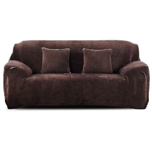 Sofa Betræk, strækbar Sofa Betræk 3 Personer Tyk Sofa Overtræk, Fløjl Let Pasform Elastisk Stof Sofa Beskytter (kaffe)