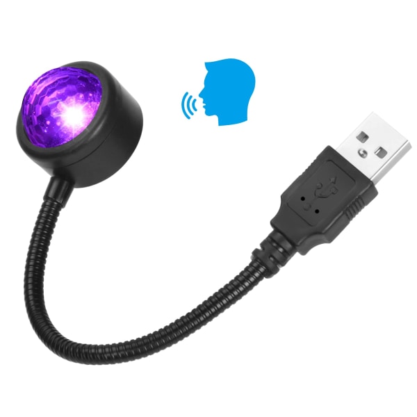 Biltakslampa, Mini Romantic LED-bilinredningsljus med röststyrning och 4 färger 9 arbetslägen, justerbar Plug and Play USB -lampa