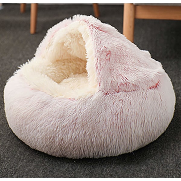 Myk kattekurv Anti Stress Ekstra myk katt beroligende katteseng Hundekurv XL sofa Komfortabel vaskbar kattehus kattepute, sklisikker (40 cm, rosa-plysj)