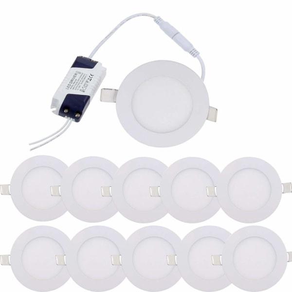 Infälld Downlight LED Infälld Taklampa 10st 3W Varmvit 3000K Ultratunn Panel Rund Infälld Downlight LED Infälld Taklampa