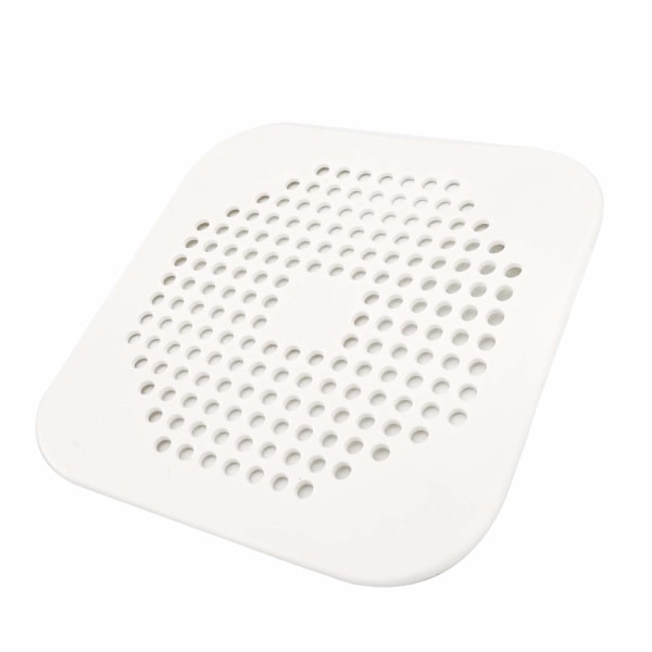 Fyrkantigt cover för dusch 5,4-tums avloppshårfångare Platt silikonplugg för badrum och kök Filter duschavlopp med sugkoppar (vit)