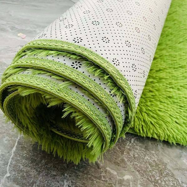 Mjuk Plysch Enfärgad Badrumsmatta Set 3 Delar Halkfri Absorberande Badrumsmatta, U-formad Konturmatta och Tvättbart Toalettlockskydd (Grön)
