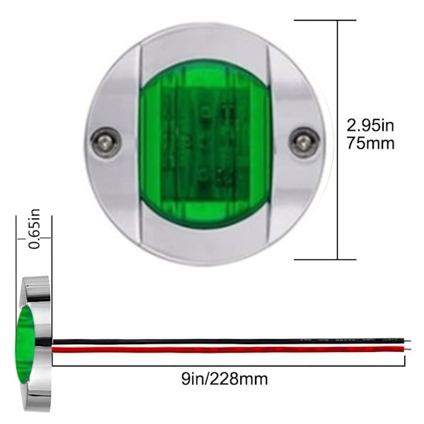4 kpl LED-venevalo 12V pyöreä merivalaisin LED-peräpeilivalo veneen kannelle (vihreä)