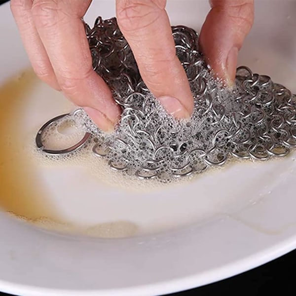 Køkkenudstyr, Børstenet i rustfrit stål, til alle typer stegepander, gryder, wokpander, grill og ovne, 7 tommer