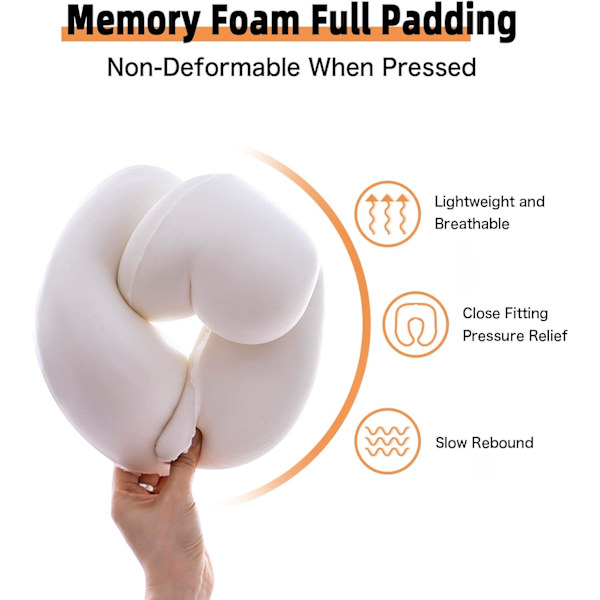 Rejsepude Memory Foam Blød Komfort og Støtte Rejse, U-formet pude til at sove med opbevaringspose til fly, bil, kontor, hjem osv. (Blå) Peacock Blue