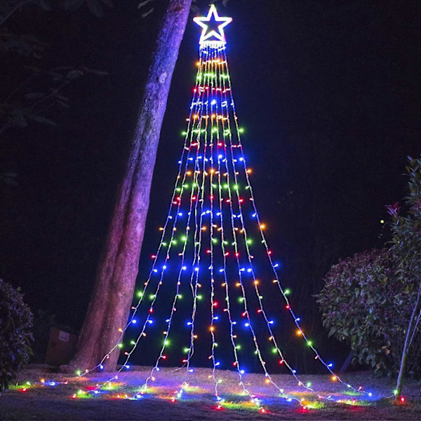 Juldekoration Utomhus Stjärnsträngljus, 16.4Ft Julgran Toppljus 198 LED med 14\" Ljussatt Stjärna för Jul Nyår Semester