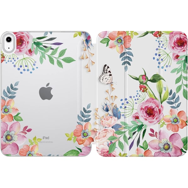 iPad 10. generation cover 2022, iPad 10,9 tommer cover, blødt frostet gennemskinneligt TPU slankt beskyttelsescover med justerbare vinkler Fragrant flower